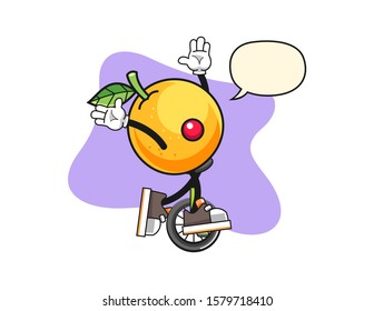Grapefruit clown with speech bubble cartoon. Mascot Character vector.