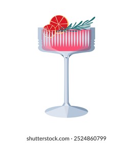 Grapefruit cocktail. Alcoholic drink with a slice of grapefruit. Vector illustration.