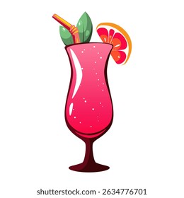 Grapefruit cocktail. Summer refreshing drink. Vector illustration.