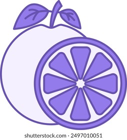 Icono de color de pomelo. Icono de Vector. Toronja entera y media. Dulce postre. Alimentos orgánicos y saludables. Concepto de fruta