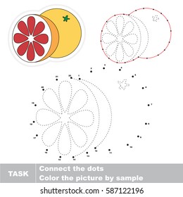 Grapefruit. Dot to dot educational game for kids.