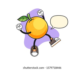 Grapefruit excited with speech bubble cartoon. Mascot Character vector.