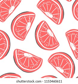 Grapefruit and exotic fruits seamless pattern. Fresh grapefruit tropical fruits summer detox