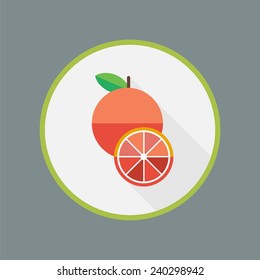 Grapefruit. Flat icon. Vector. 