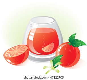 Grapefruit fruit and drink. Without transparency.  Vector illustration (EPS8). All parts (object) closed, possibility to edit.  Without a transparency.