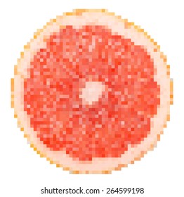 Grapefruit Fruit Slice Pixel Vector
