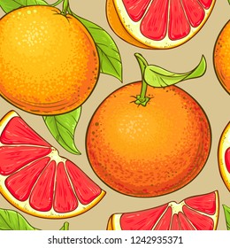 grapefruit fruits vector pattern