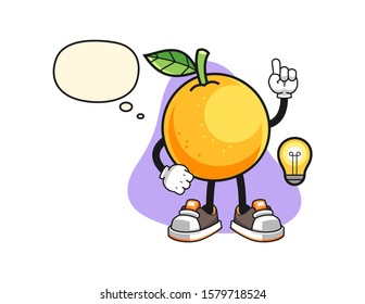 Grapefruit get an idea cartoon. Mascot Character vector.