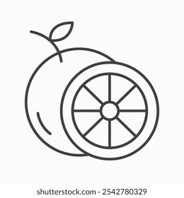 Grapefruit icon in black and white outlined stroke