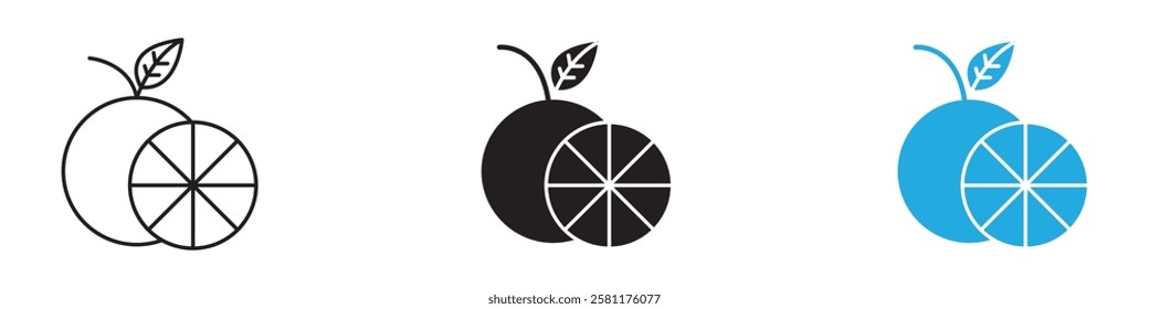 Grapefruit icon black white vector outline