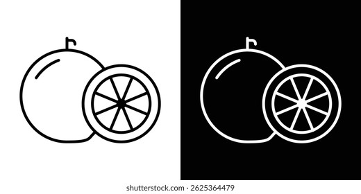 Grapefruit-Symbol, Konzept, Strich auf weißem Hintergrund