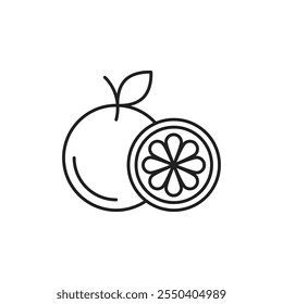 Grapefruit icon linear logo isolated