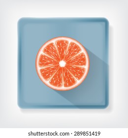 Grapefruit. Icon with long shadow. EPS10 vector