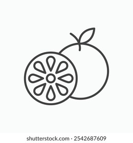 Grapefruit-Symbol auf dünnen schwarzen Linien