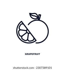 Grapefruitsymbol. Dünne Grapefruit-Ikone aus der Gemüse- und Obstsammlung. Rahmenvektor einzeln auf weißem Hintergrund. Bearbeitbare Grapefruitsymbole können im Web und mobil verwendet werden