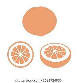 Grapefruit icons in different variations: whole, half and slice.