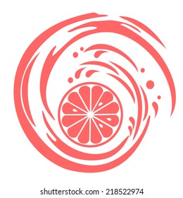 Grapefruit isolated on White background. Close-up. Vector illustration 