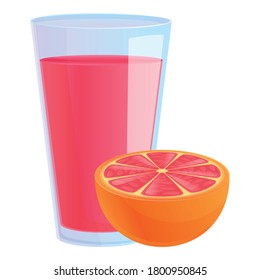 Grapefruit juice glass icon. Cartoon of grapefruit juice glass vector icon for web design isolated on white background