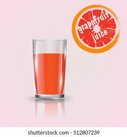 Grapefruit juice. A glass of grapefruit juice. Vector illustration
