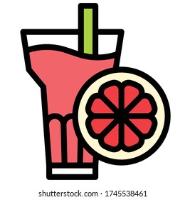 Grapefruit juice icon, Beverage filled style vector illustration