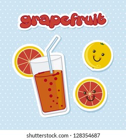 grapefruit juice over blue background. vector illustration
