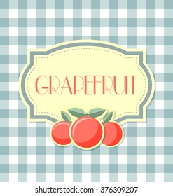 Grapefruit label in retro style on squared background