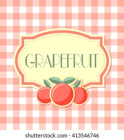 Grapefruit label in retro style on squared background