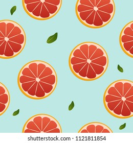 grapefruit and leaf seamless pattern vector design illustration