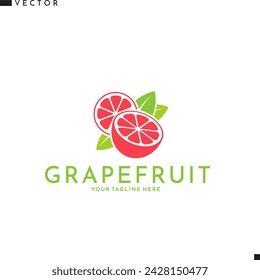Pomelo con logotipo de hojas. Cítricos