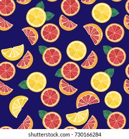 grapefruit and lemon seamless pattern
