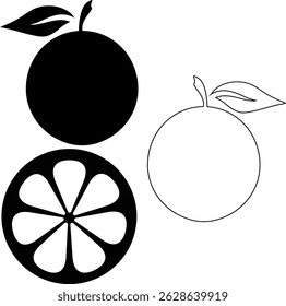  grapefruit line art, silhouette vector design,
