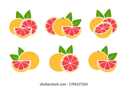 Logo de Grapefruit. Pomelo aislado sobre fondo blanco