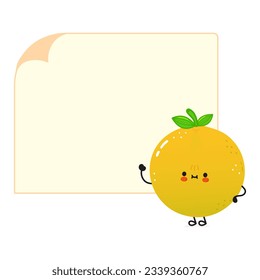 Grapefruit poster character. Vector hand drawn cartoon kawaii character illustration. Isolated white background. Grapefruit and poster