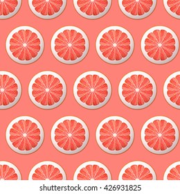 Grapefruit seamless pattern. Fresh juicy fruit for summer mood.