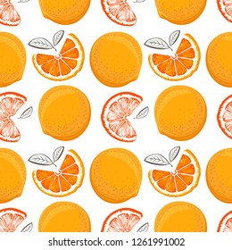 Grapefruit seamless pattern. Sketch grapefruites. Citrus fruit background. Elements for menu, greeting cards, wrapping paper, cosmetics packaging, posters etc