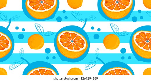 Grapefruit seamless pattern. Sketch grapefruites. Citrus fruit background. Elements for menu, greeting cards, wrapping paper, cosmetics packaging, posters etc