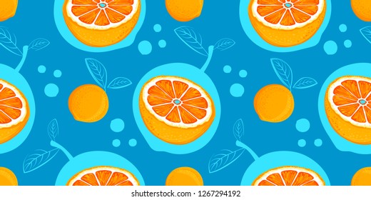 Grapefruit seamless pattern. Sketch grapefruites. Citrus fruit background. Elements for menu, greeting cards, wrapping paper, cosmetics packaging, posters etc
