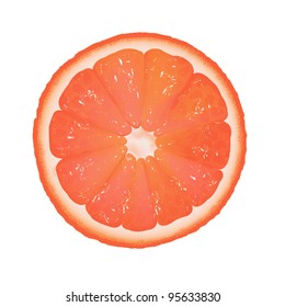 Grapefruit Segment, Isolated On White Background, Vector Background