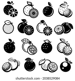 Grapefruit set. Collection grapefruit icons. Vector