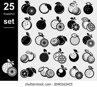 Grapefruitset. Kollektion von Grapefruitsymbolen. Vektorgrafik