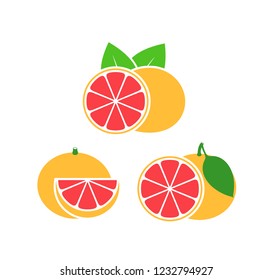 Grapefruit set. Isolated grapefruit on white background



