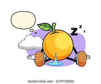 Grapefruit sleep with thought bubble cartoon. Mascot Character vector.