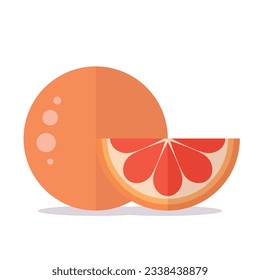 Grapefruit and slice. Colored vector illustration.