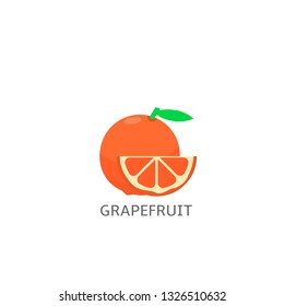 Grapefruit with slice isolated over white background Vector illustration