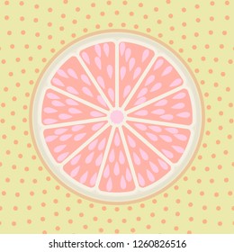 Grapefruit slice pop art style background vector cartoon illustration