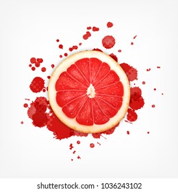 Grapefruit slice with splash. Vector icon. EPS10