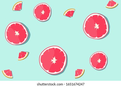 Grapefruit slices isolated on Pastel background. Grapefruit pattern