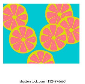 grapefruit slices pattern on green background