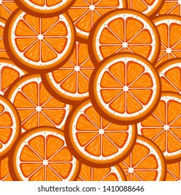 Grapefruit slices red seamless background. Vector image.