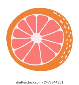 Grapefruit in the style of nursery art. Hand drawn abstract fruit in boho style.